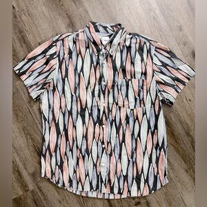 VTG Gap • Lived In Long Board Print Camp Button Down Shirt
